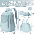 thumbnail image 2 of 3PCS Teen Backpacks Set with Lunch Pack Pencil Case, Lightweight Waterproof Daypack Travel Bookbag, Mint Green, 2 of 9