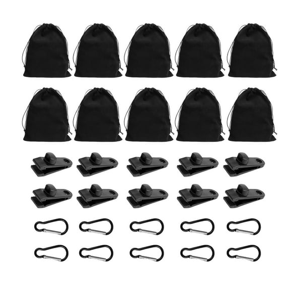 Juego de 10 bolsas de pesas para cortinas de exterior con clips y mosquetones, saco de multiusos para cortinas, tiendas de campaña y pérgolas.