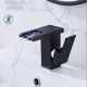 thumbnail image 2 of Cascada Led Grifo de lavabo negro Grifo con 3 cambios de color Led Grifo mezclador monomando para lavabo de baño - altura negra Kuyhfg Sin marca, 2 of 3