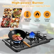 Propane Stove Indoor Powerful Built-in Burners Thermocouple Protection Counter Stove Multi-Function Tabletop Stove for Kitchen Cooking