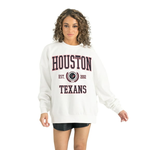 Women's Gameday Couture White Houston Texans Timeless Triumph Premium Fleece Pullover Sweatshirt