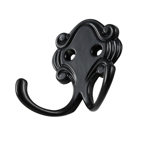 Heavy Duty Coat Hooks - Wall Mounted Black Metal Double Robe Hooks for Hanging Coats Towels Keys Hats Cups Bags and Scarves