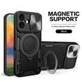 thumbnail image 2 of Phone Case for Apple iPhone 17 Hybrid Shockproof with Magnetic Ring Stand, Compatible with Magsafe & Sliding Camera Lens Protector Cover Fit for Apple iPhone 17 (6.3") (Black), 2 of 11