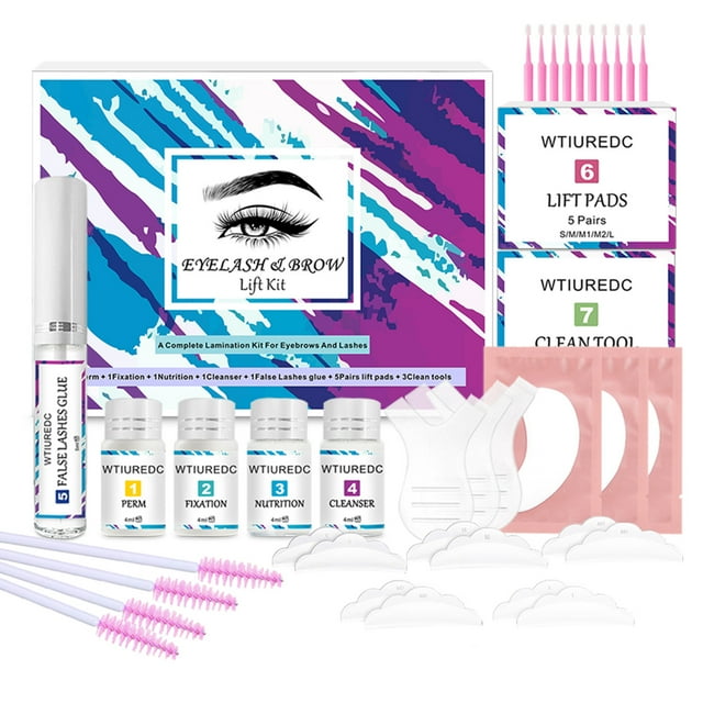 Kit de levantamiento de pestañas, kit de permanente de pestañas, rizado de pestañas, extensiones de pestañas, rizado semipermanente profesional, permanente, ondulado, apto para salón.