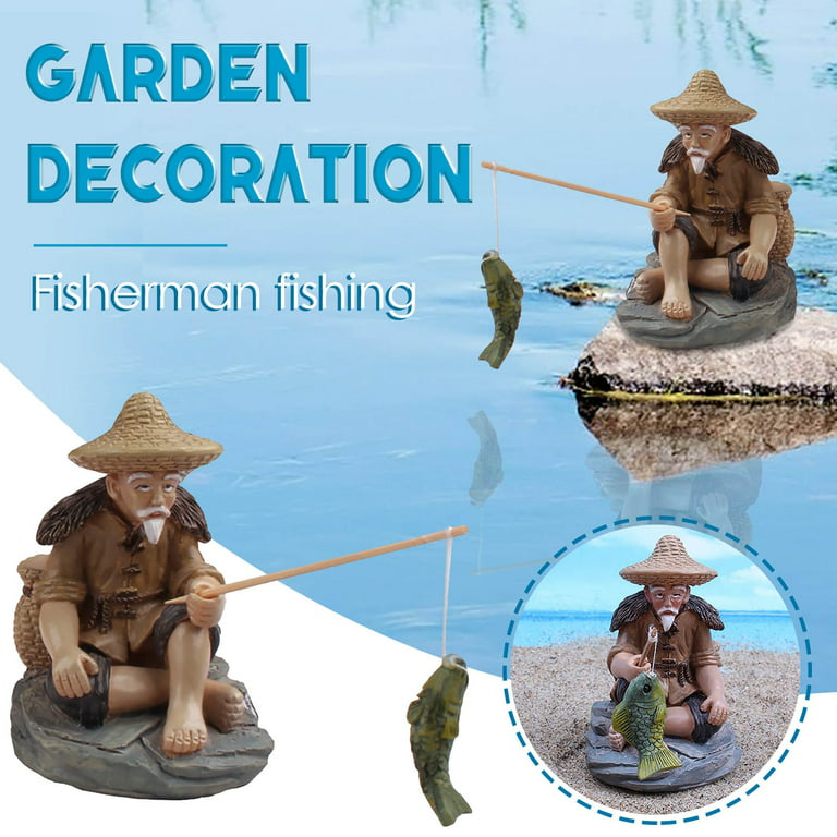 Lovehome Resin Statues Of An Old Man Fishing Garden Decorations