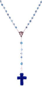 Evil Eye Cross Chain 18K Gold Plated Rosary Prayer Necklace Evil Eye Cross Chain 18K Gold Plated Rosary Prayer Necklace