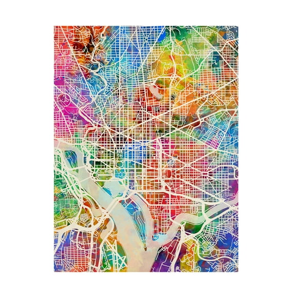 Trademark Fine Art Michael Tompsett Washington DC Street Map Canvas Wall Art - 18x24