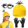 thumbnail image 4 of Adult Yellow Cartoon Costume Set, Knit Hat, Silver Goggles, Black Gloves, Suspenders and Tutu Skirt for Halloween, 4 of 5