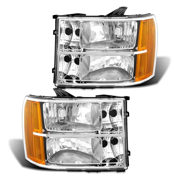 ADCARLIGHTS for 2007 2008 2009 2010 2011 2012 2013 2014 Sierra Headlight Assembly compatible with 07-13 GMC Sierra 1500/07-14 GMC Sierra 2500HD 3500HD Chrome Housing Headlamp Replacement L R