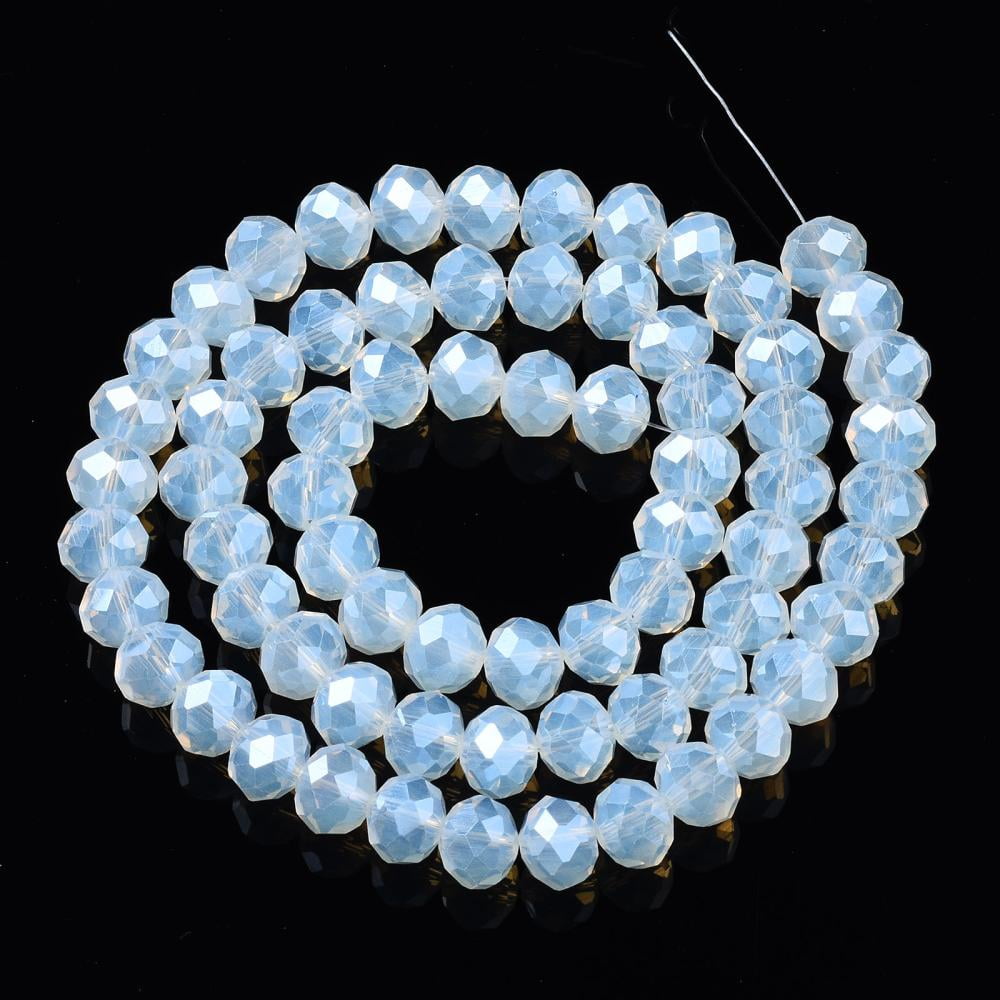 10Strand Electroplate Glass Beads Strands Imitation Jade Beads Pearl Luster Light Blue Plated Faceted Rondelle 10x8mm Hole: 1mm