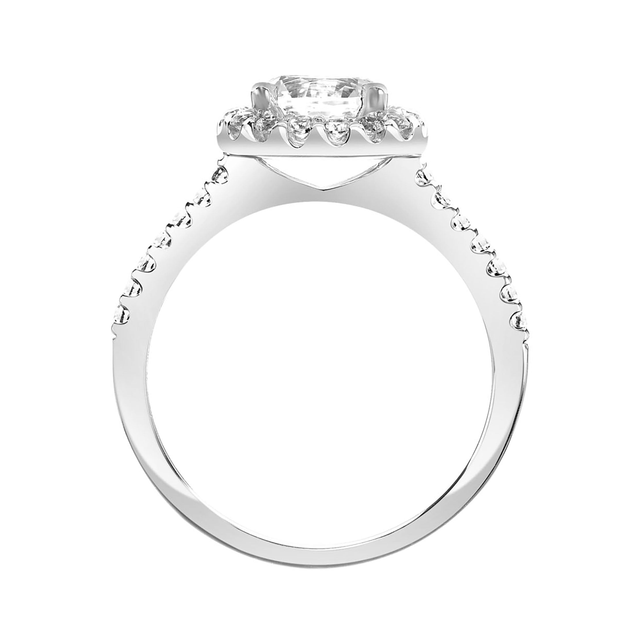 2-1/5 Carat T.G.W. Created White Sapphire Halo Engagment Ring in Sterling Silver