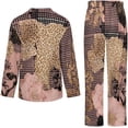 thumbnail image 6 of Top-kevin Pajama Sets for Womens Cute Leopard Spots Loose Button Down Long Sleeve Shirts And Pants Set, 6 of 12
