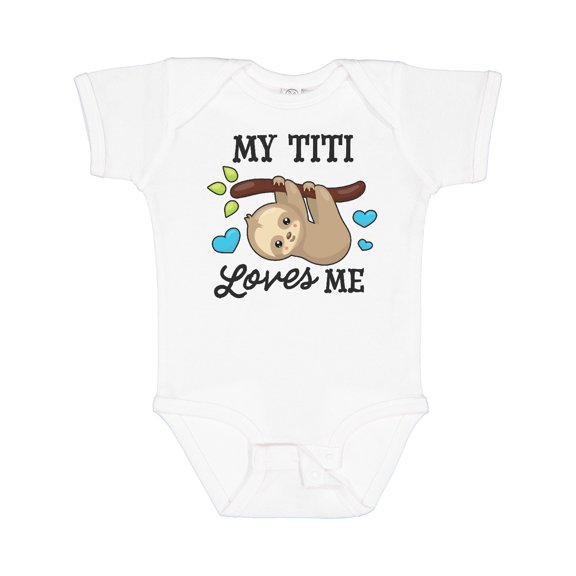 Inktastic My Titi Loves Me with Sloth and Hearts Boys or Girls Baby Bodysuit