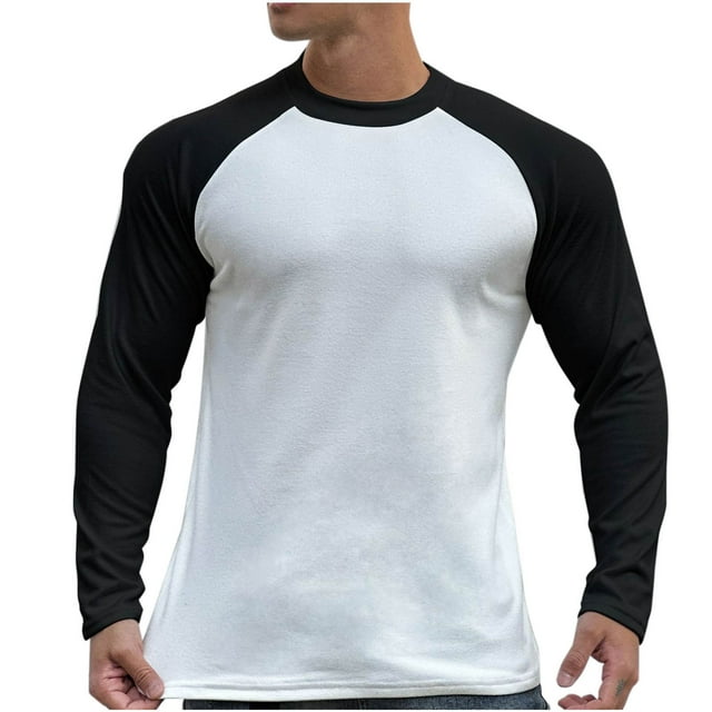 vdgthytj Chemises à Manches Longues pour Hommes en Coton Col Rond Ajusté Couche de Base T-Shirts Mode Bloc de Couleur sous-Vêtements