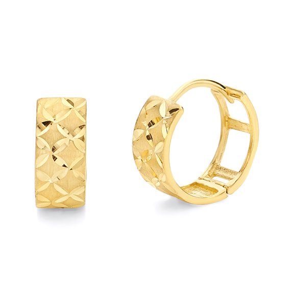 Wellingsale Ladies 14k Yellow Gold Polished 5mm Huggies Hoop Earrings (12 x 12mm)
