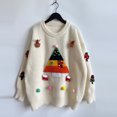 thumbnail image 3 of Spring Tops for Women LEBONYARD Womens Tops Long Sleeve Sweatshirts,Women Fashion Long Sleeves Christmas Crew Neck Loose Trend Tops Blouse Knitted Sweater White L, 3 of 4