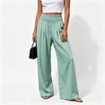 thumbnail image 3 of SBYOJLPB Women's Solid Color Pants Loose Comfortable High-waisted Casual Wide-leg Trousers, 3 of 4