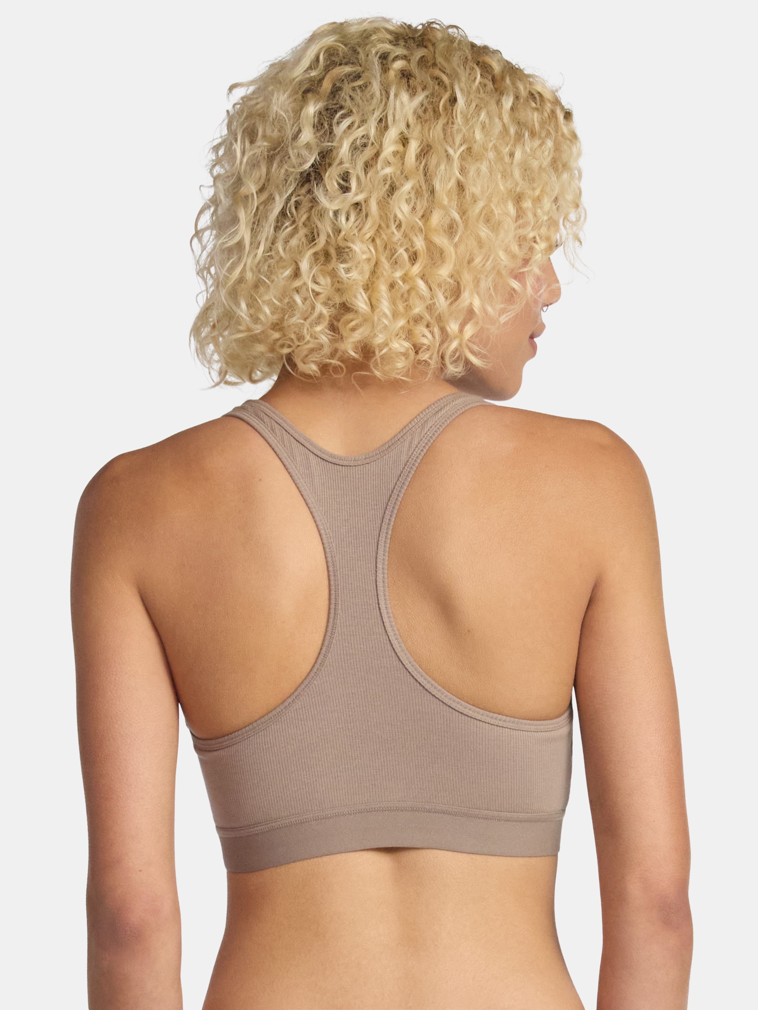 No Boundaries Cotton Stretch Ribbed Racerback Bralette, Women's XS-3XL