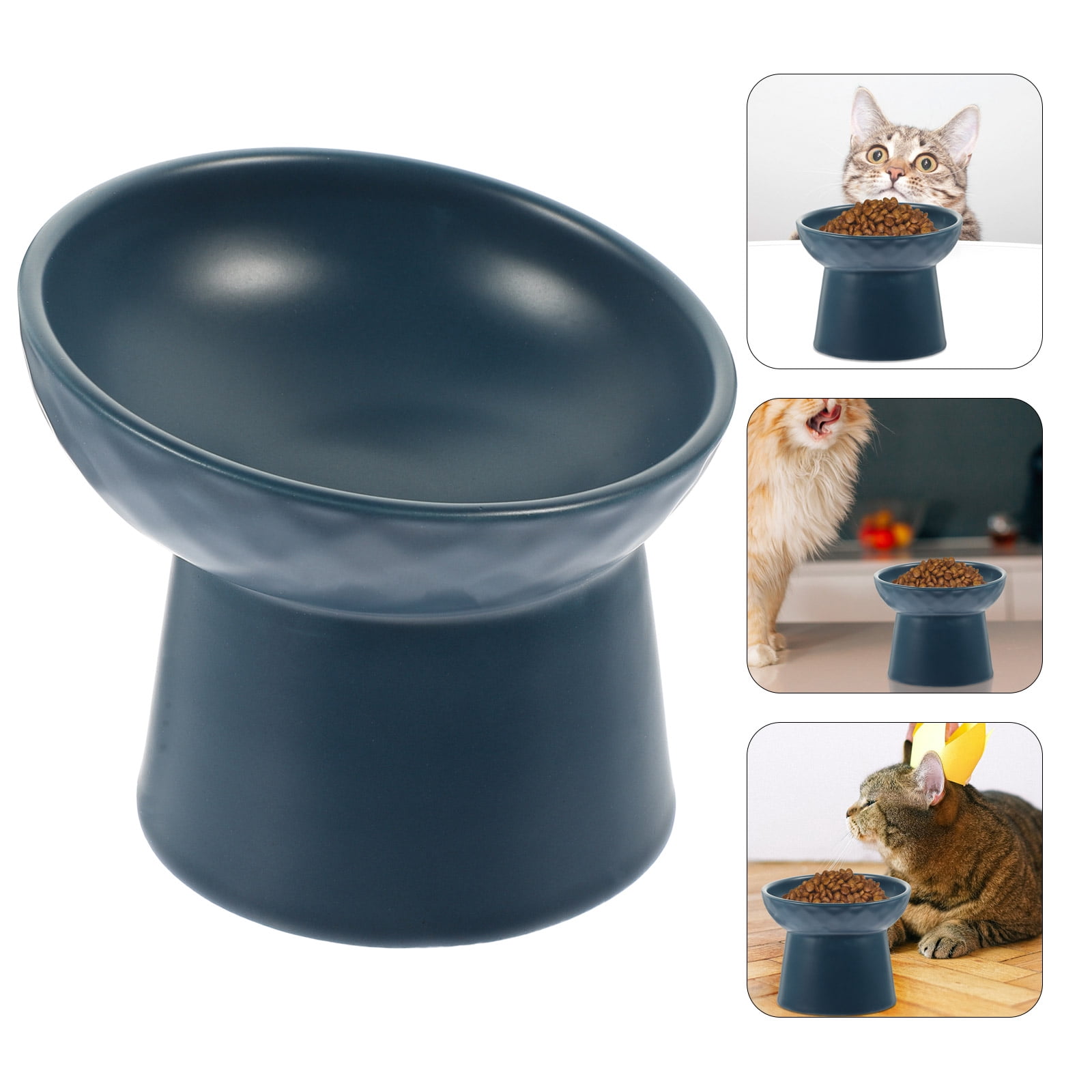 PBPBOX Indoor Pet Bowl Cat Bowl Ceramic Navy 1Pack