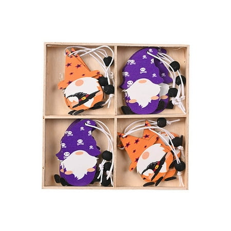 

Halloween Hanging Gnome Pendant 12pcs/box Wood Pumpkin Broom Elf