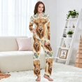 thumbnail image 4 of FORMRS Womens Pajama Set Long Sleeve Top and Pants with Pockets Soft Comfy Lounge Sleepwear, Sizes S-2XL, Floral Cow, 4 of 7