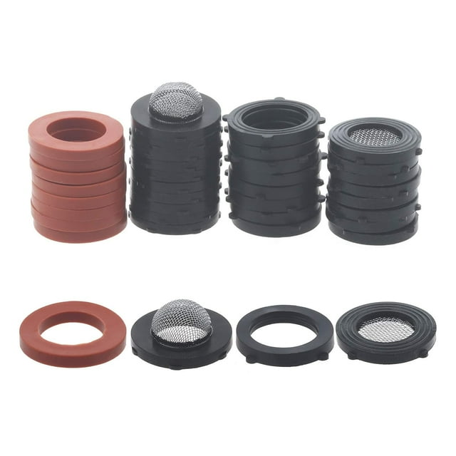 3/4” Garden Hose Washers with Filter Screen, 40Packs Hose Rubber Seals Gasket and Mesh Filter Set, 4 Kinds O-Rings for Standard 3/4“ Garden Hose Fittings and 5/8” Washing Machine Connector