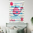 thumbnail image 4 of Cartoon Tapestry, Cute Whale Swimming with Fish Sailor Marine World Kids Cartoon Image Print, Wall Hanging for Bedroom Living Room Dorm Decor, 60W X 80L Inches, Cream Red Blue, by Ambesonne, 4 of 5