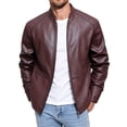 thumbnail image 2 of Men's Winter And Fall Zipper Stand-neck Waterproof Windproof Long-sleeved Coat Wine XXL, 2 of 5