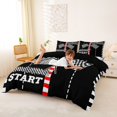 thumbnail image 2 of Castle Fairy Race Flag Graphic Queen Duvet Cover Set for Teens, Start and Finish Print Bedding for Bedroom, Black White,Black Reversible,3-Piece,No Comforter, 2 of 6