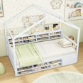 thumbnail image 3 of Spaco Twin Size House Bed with Roof with 14 Storage Cubes and Enclosed Cabinet, Simple Bed Frame for Indoor as Bedroom, White, 3 of 9