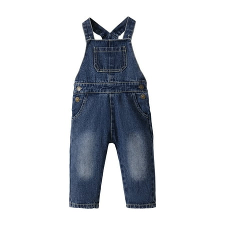 

KIMI BEAR Newborn Baby Boys Pants 3 Months Newborn Boy Spring Summer Pants 6 Months Newborn Boy Casual Denim Suspender Pants Blue