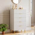 thumbnail image 1 of Commode Moderne à 5 Tiroirs avec Poignées Dorées - Organisateur de Rangement en Bois pour Chambre, Salon, 1 of 7
