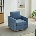 thumbnail image 4 of Square Upholstered Swivel Accent Chair, Comfy Accent Single Sofa Chair, 360 Degree Club Chair, Lounge Armchair for Living Room Bedroom Apartment Nursery, Blue, 4 of 9