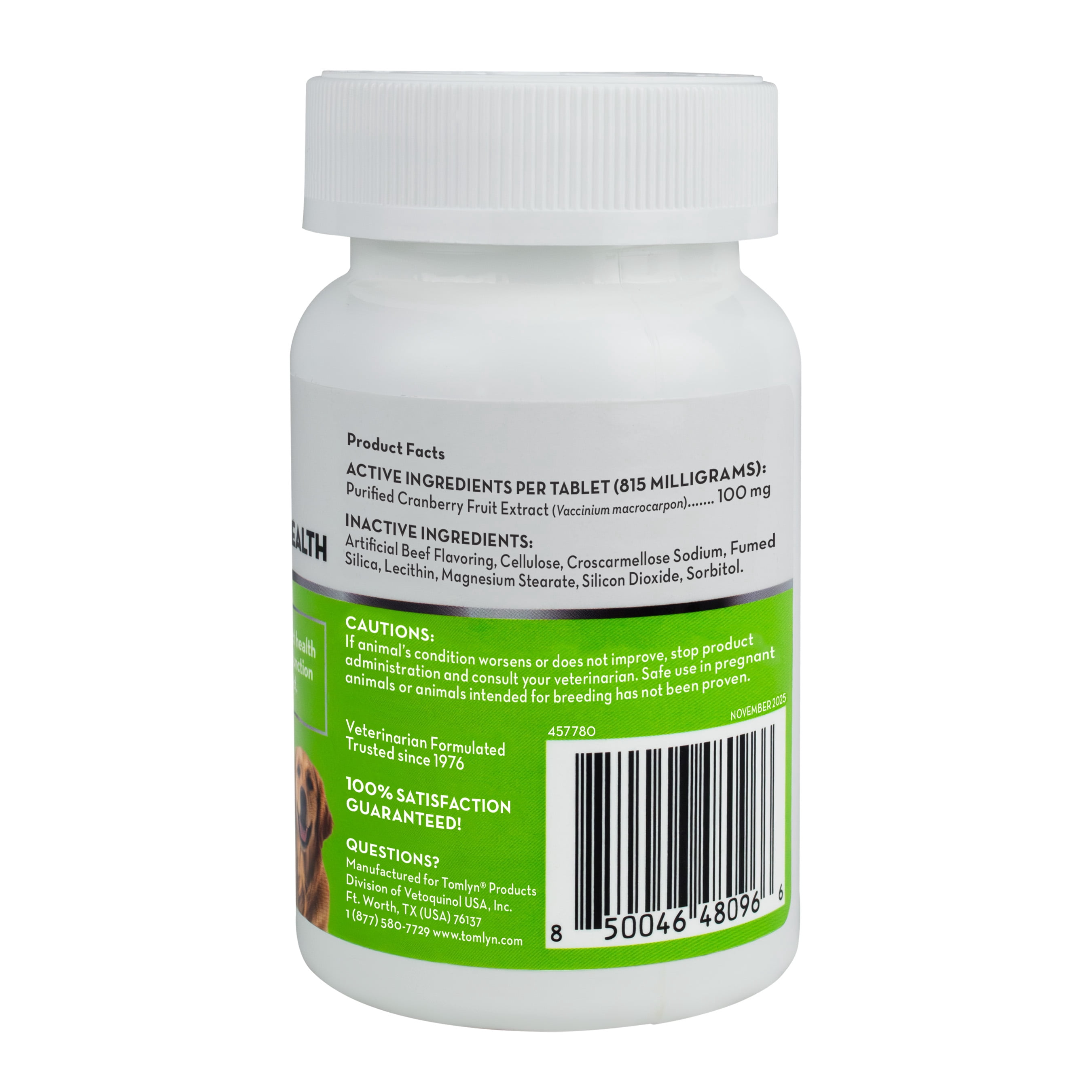 Tomlyn Urinary Tract Health Supplement, Cranberry Extract, Chewable Tablets for Medium and Large Dogs, Beef Flavor, 60ct