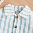 thumbnail image 6 of SGMVNU Baby Boys Summer Shorts Set Striped Short Sleeve Button Down Shirt and Matching Shorts 2 Piece Casual Outfits, Size 9-12 Months, Light Blue, 6 of 9
