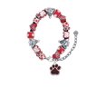 thumbnail image 2 of Silvertone Large Maroon Paw Red Christmas Bead Bracelet, 2 of 4