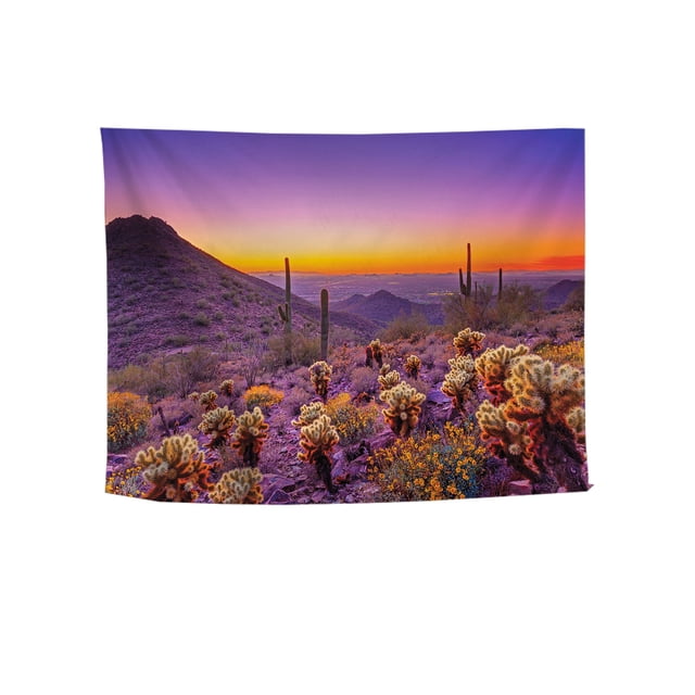 Tapiz de pared con plantas tropicales y cactus, 150 x 100 cm, fibra de poliéster