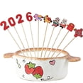 thumbnail image 4 of 100 Pcs Year of The Horse Fruit Picks, 12 cm Bamboo Cocktail Sticks with Decorative Red Toppers, Themed Food Skewers for Chinese New Year 2026 Party, Holiday Appetizers & Desserts, 4 of 8