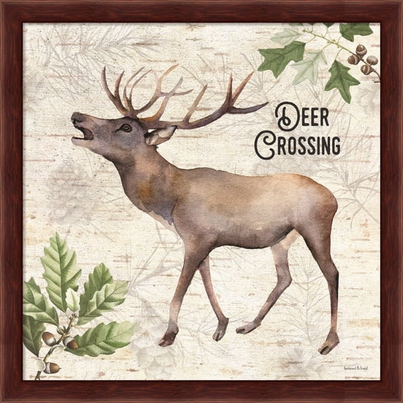Great Art Now Deer Crossing by Lettered & Lined, Framed Wall Art, 13.25W x 13.25H