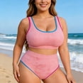 thumbnail image 3 of Gradient Print Plus Size Two Piece Swimsuit For Control Bathing With High Waisted Bottoms, 3 of 5