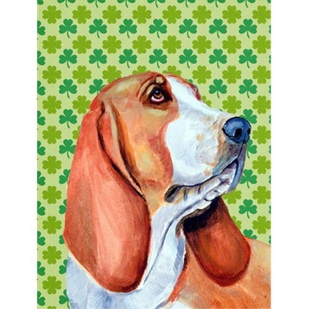 Basset Hound St. Patricks Day Shamrock Portrait Flag - Garden Size