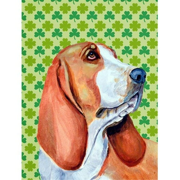 Basset Hound St. Patricks Day Shamrock Portrait Flag - Garden Size