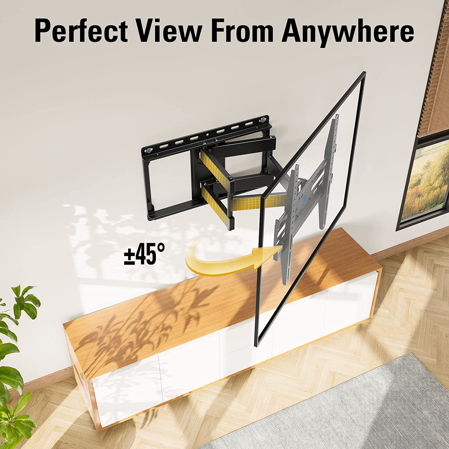 Wall Mount for 32-65 Inch Television,Mount with Swivel and Tilt, Full Motion Bracket with Articulating Dual Arms, Fits 16inch Studs, Max VESA 400X400 mm, 99lbs
