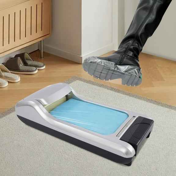 ChicHomey Automatic Shoe Cover Machine,Foot Pedal,Non-Slip Disposable Sole Covers with 3 Roll,for Home, Office, Lab, Factory, Hospital, Indoor Use, Silver