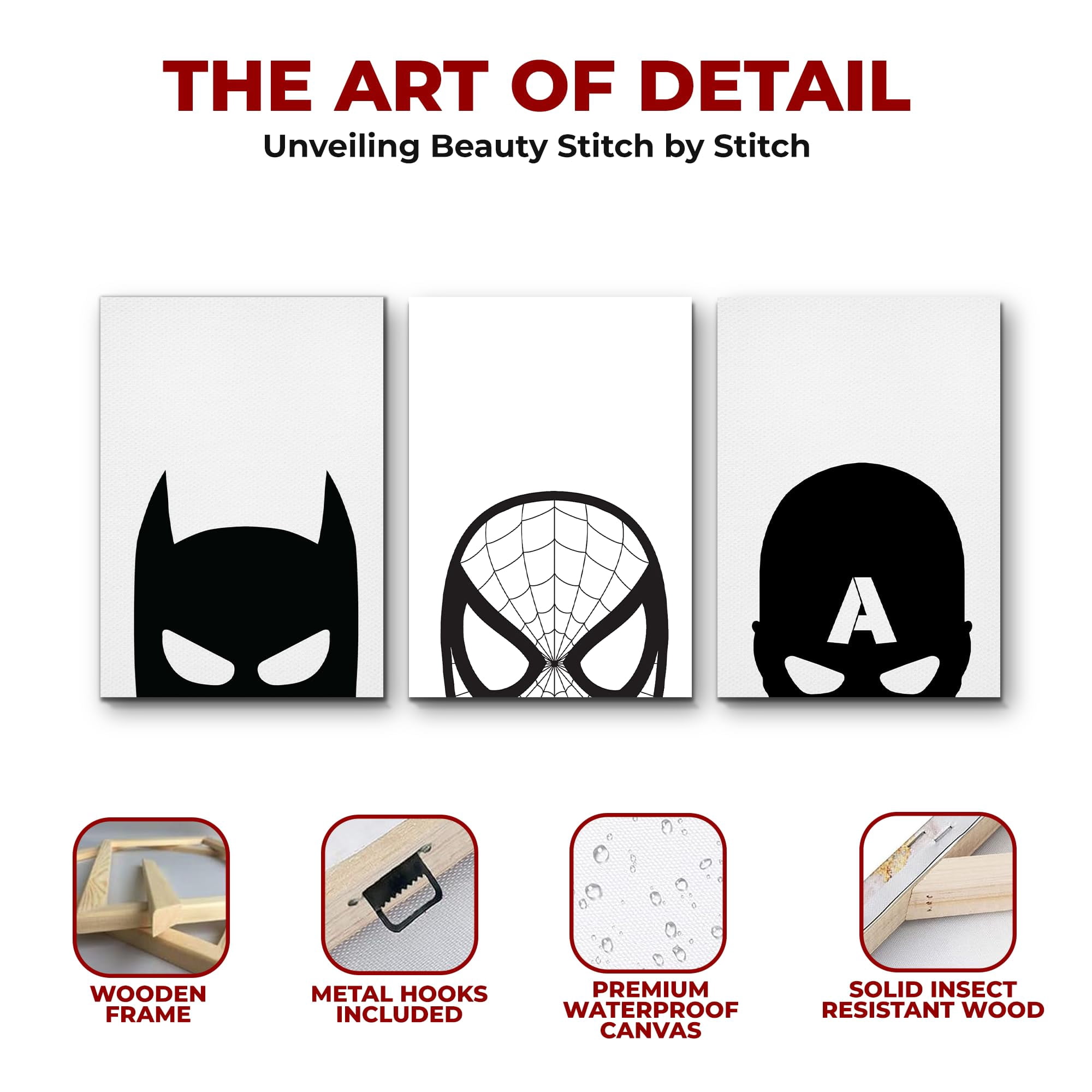 Black and White Canvas Wall Art by DreamController Set of 3 - 16x24 inches Wall Decor | HD Printed & Wooden framed wall art | Modern Wall Decor for Bedroom, Living Room, Office, Kids Room | Made in U
