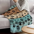 thumbnail image 3 of Aqua Brown Blanket Soft Cozy Warm Throw Blanket for Couch, Plush Fuzzy Flannel Fleece Blankets for Sofa, Rustic Farmhouse Dog Paw Vintage Bed Blankets Lightweight Gifts for Women, 50"x60", 3 of 9