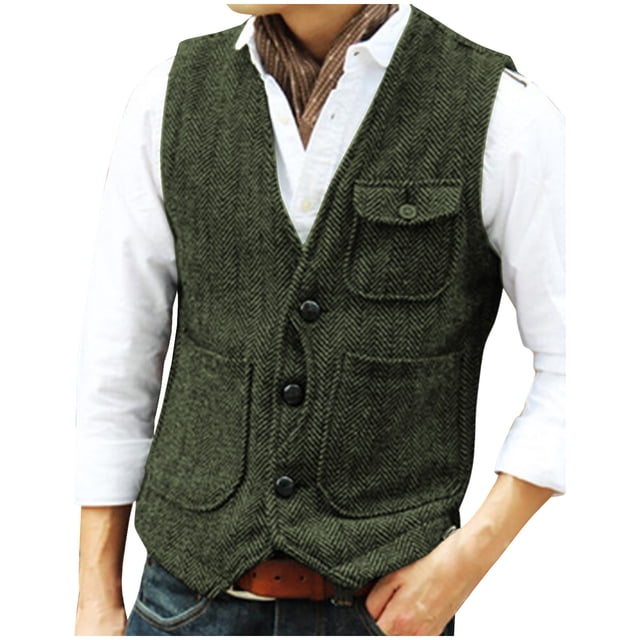 pstuiky Camisetas sin mangas para hombre, Top casual de moda con múltiples bolsillos y cuello en V sin mangas de color sólido para hombre Chaleco de hombre m