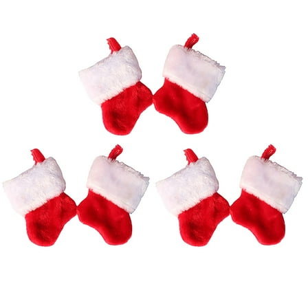 WASHWEPE 6pcs Plush Party Favors Bags for Christmas Tableware Red