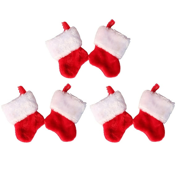 WASHWEPE 6pcs Plush Party Favors Bags for Christmas Tableware Red
