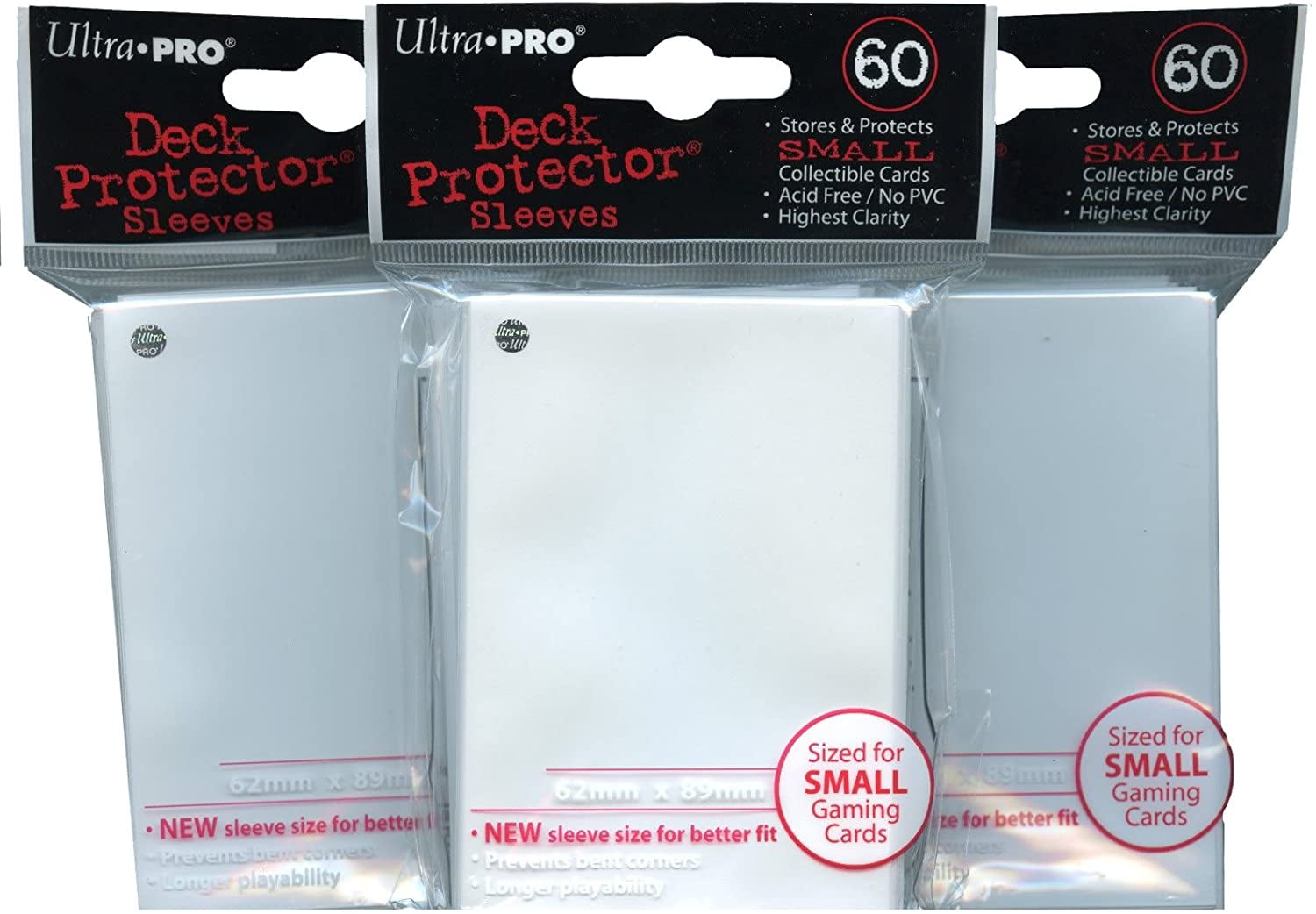 Ultra Pro Card Supplies YuGiOh Sized Deck Protector Sleeves Clear 60 Count x3 